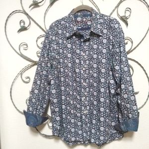 ROBERT GRAHAM cotton print button down shirt, XL